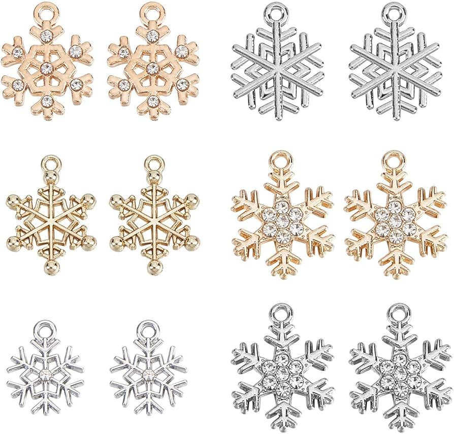 Amazon | SUNNYCLUE 36個6種 クリスマス チャーム 雪の結晶 チャーム